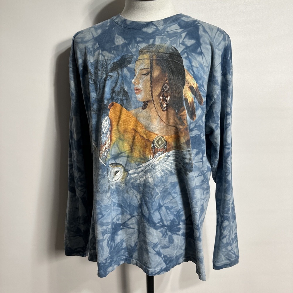 Vintage Back To Earth All Over Print Tie Dye Shirt Native Nature USA Made XL